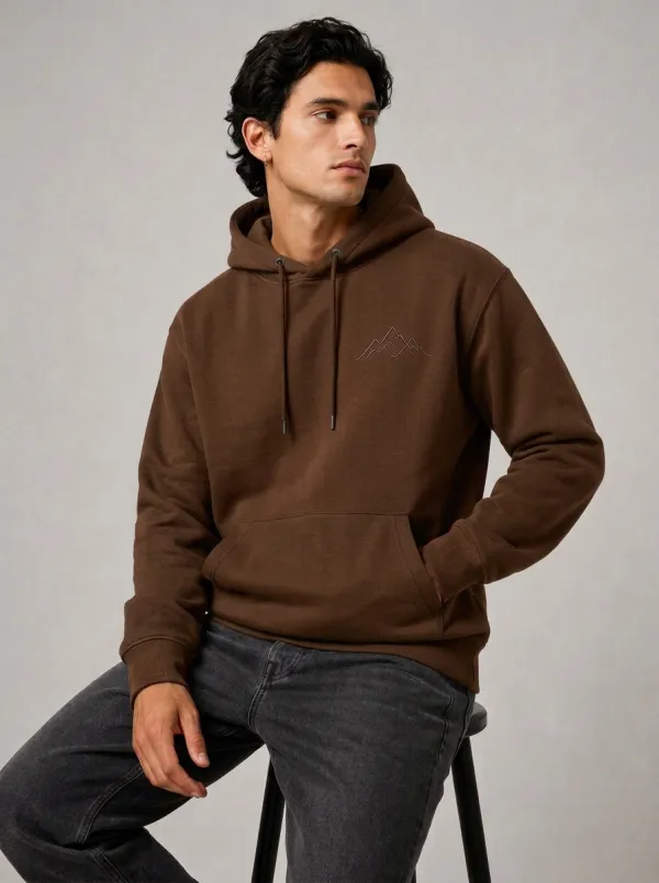 Men's Mountain Line Graphic Pullover Kangaroo-Pocket Hoodie