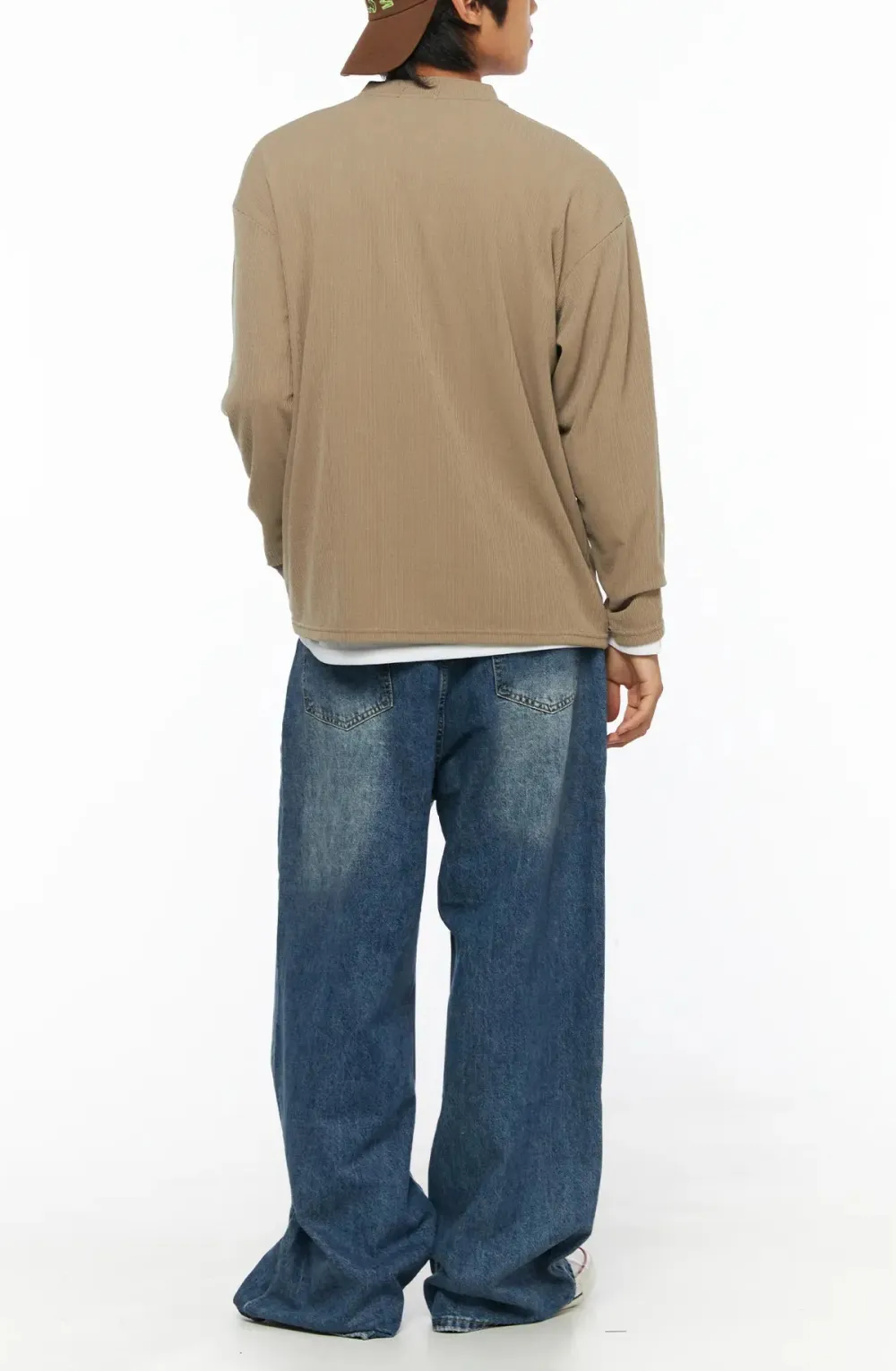 Men's Ribbed Henley Long Sleeve Tee
