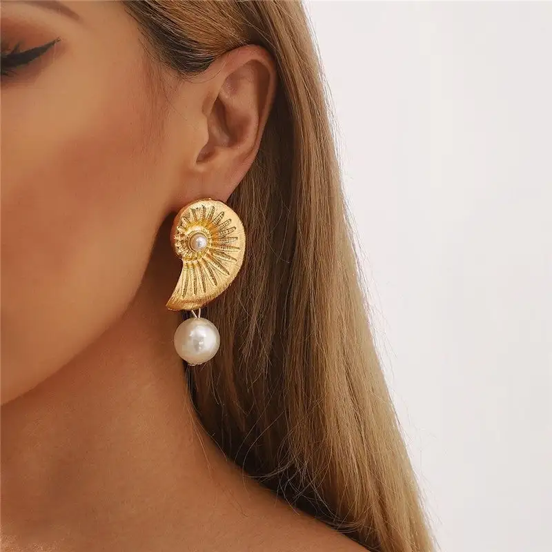 Pearl Metal Statement Earrings