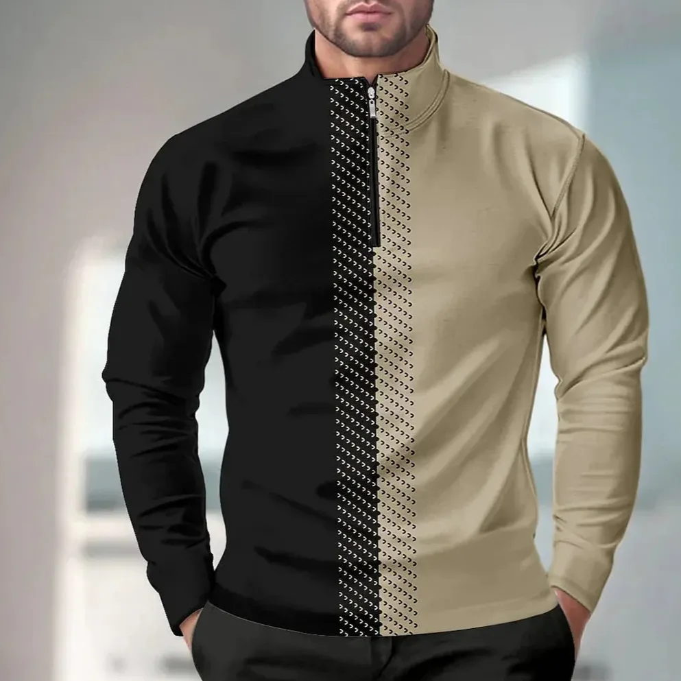 Casual Midweight Long Sleeve Pullover Golf Shirt