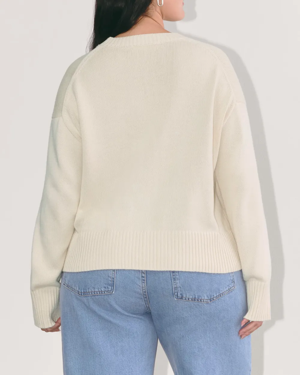 White Boxy Sweater in Everyday Cotton