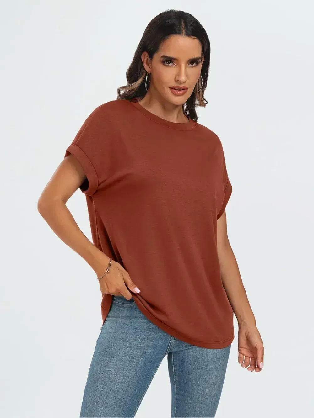 AUTOMET Women Tops Casual Basic T Shirts Loose Fit Crewneck Short Sleeve Summer Outfits