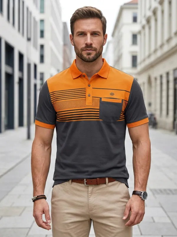 Men's Refined Striped Polo Shirt