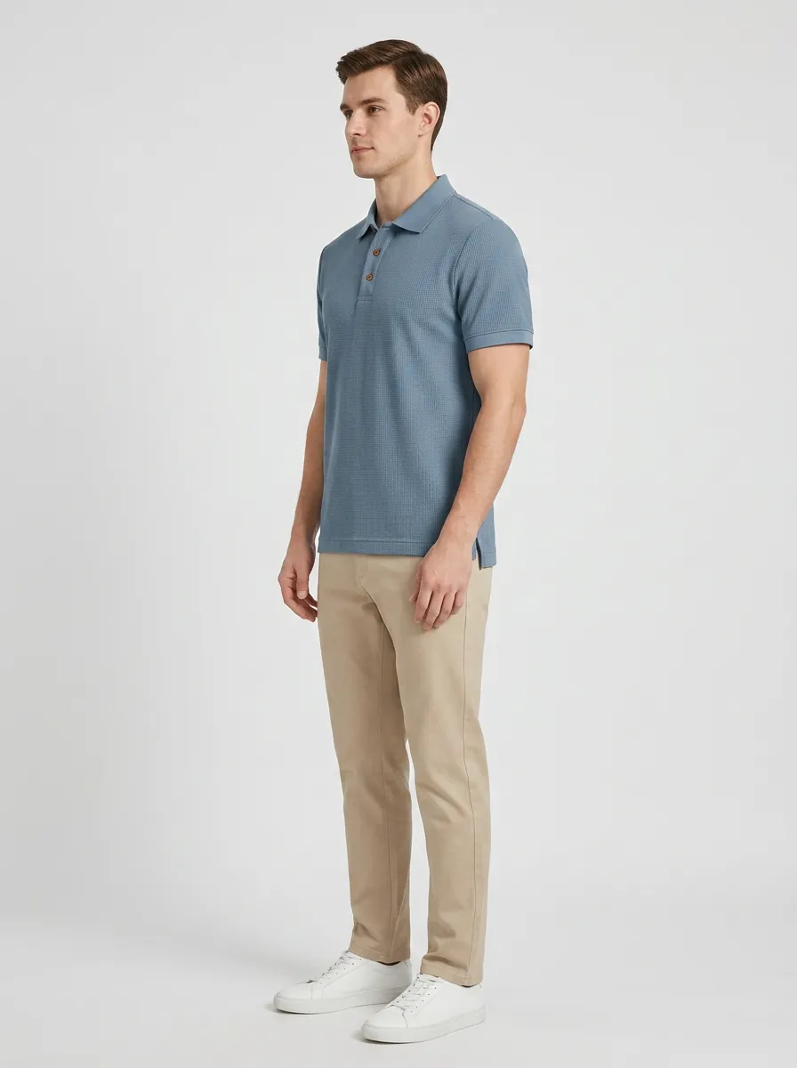 Refined Waffle-Knit Men's Polo Shirt