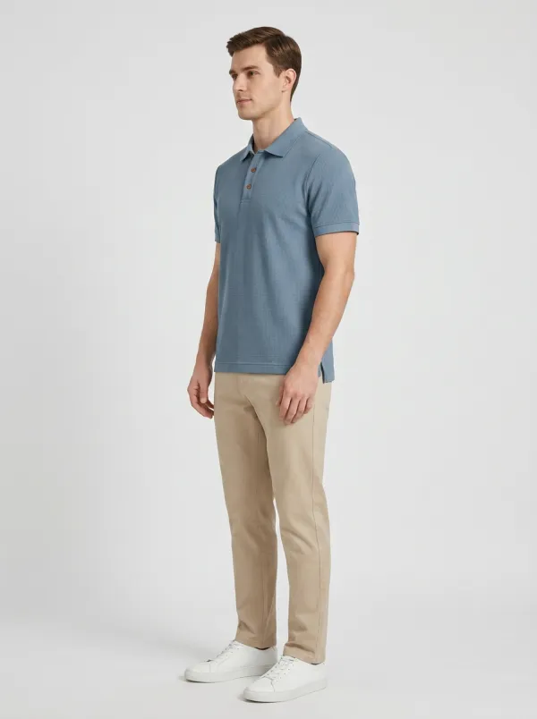 Refined Waffle-Knit Men's Polo Shirt