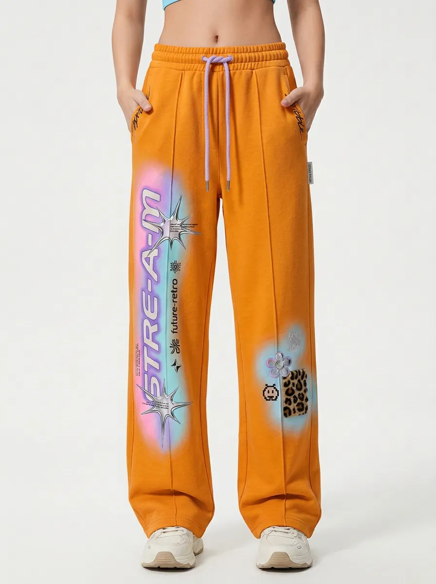 Unisex Streetwear Floral Leopard Star Sweatpants