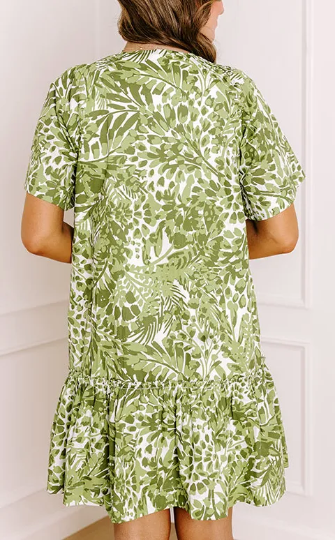 Short Sleeve V-Neck Shift Mini Dress