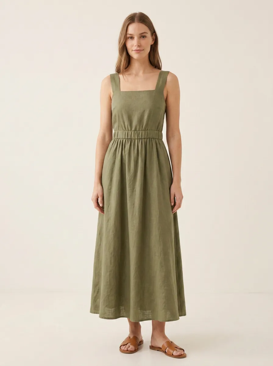 Women's Light-Feel Casual Linen Backless Dress