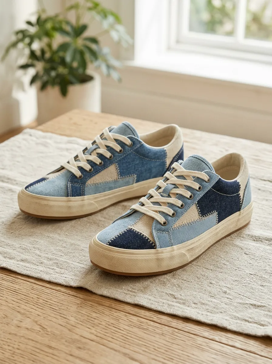 Women's Patchwork Denim Weekend Skate Shoes