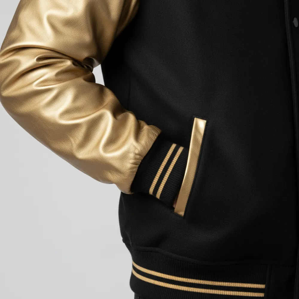 Sporty Contrast Wool Letterman Jacket