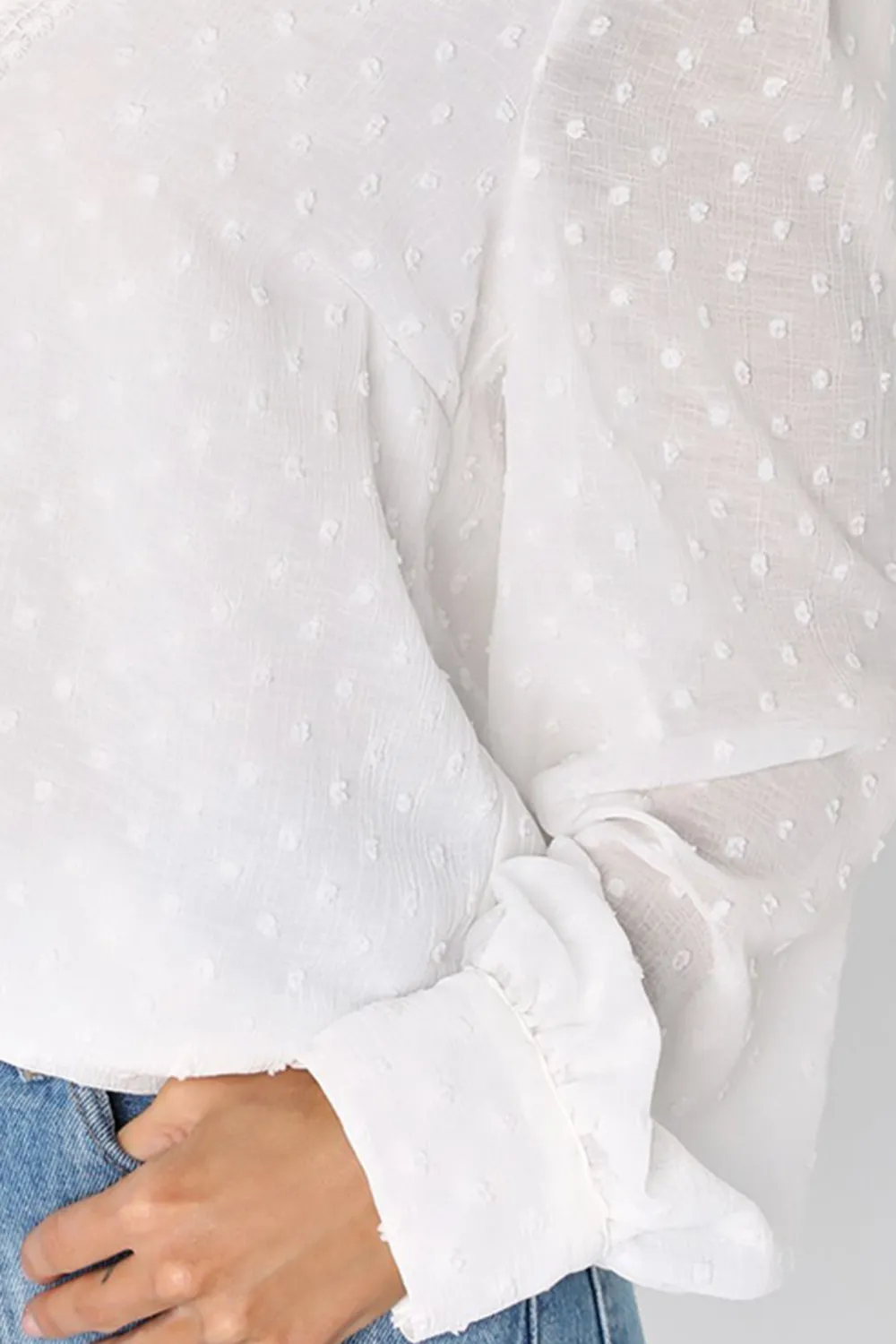 V-neck Button-Up Long Sleeve Top
