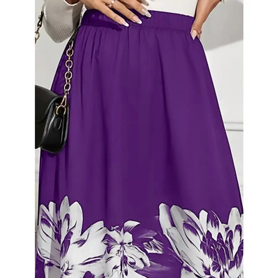 Print A-line Midi Skirt