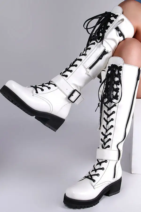 Round-Toe Lace-Up Boots