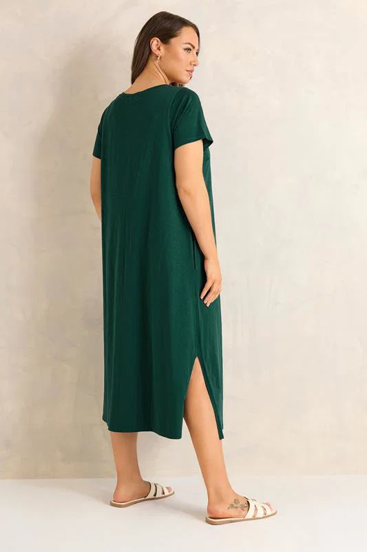 Teal Green Cotton Midi Dress detail 2