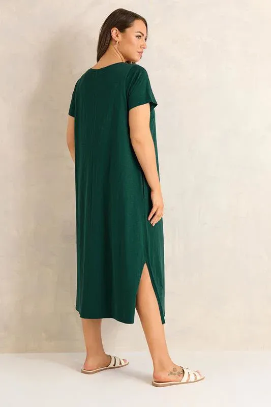 Teal Green Cotton Midi Dress