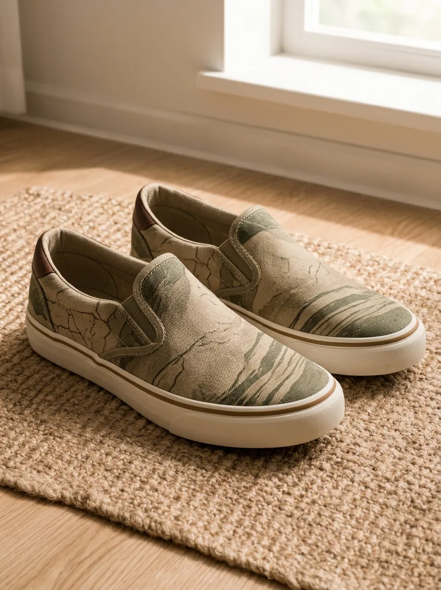Men's Camouflage Cracked Earth Pattern Printed Canvas Shoes