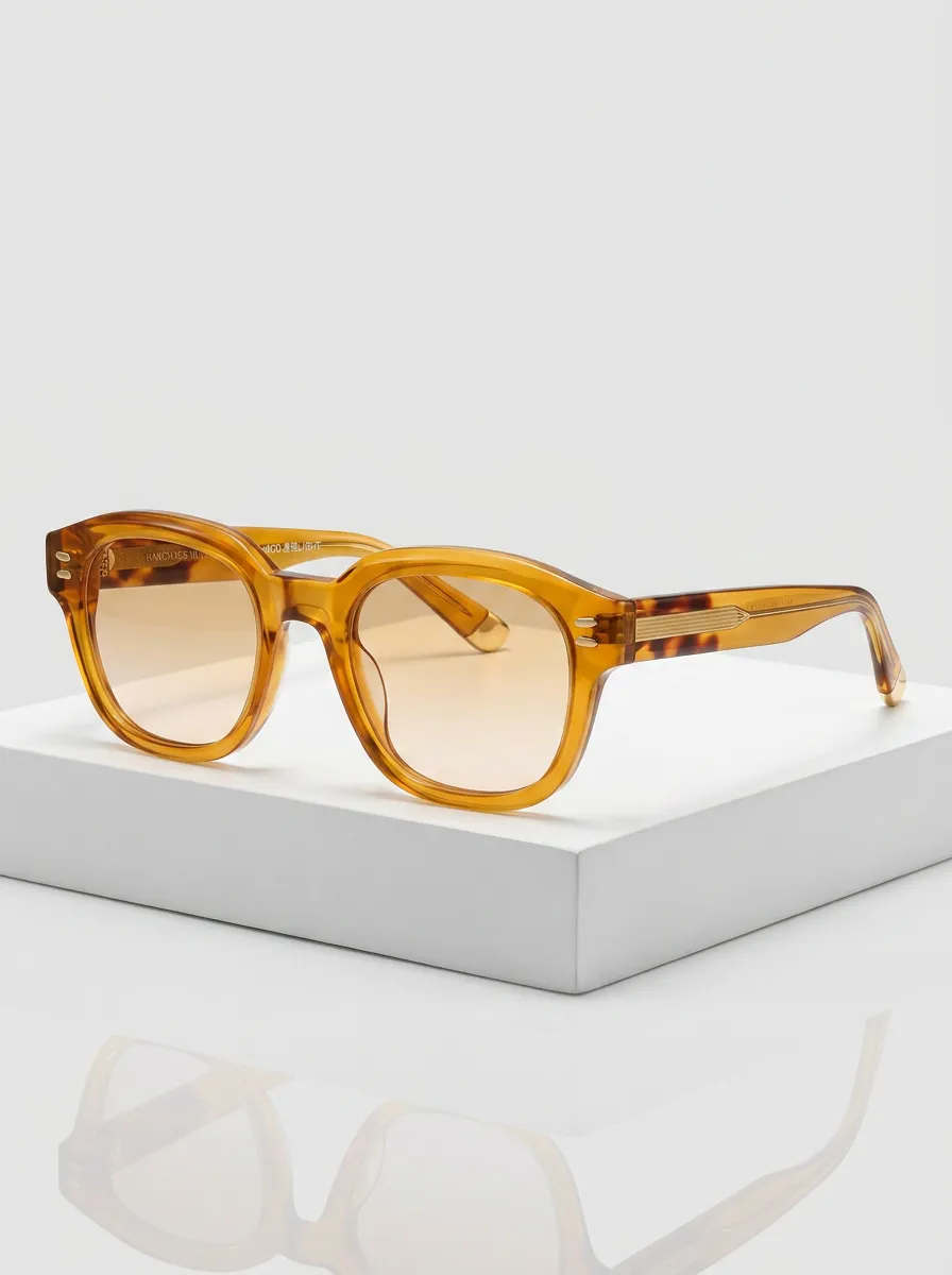 Unisex Vintage Retro Tortoiseshell Frame Amber Tinted Lens Sunglasses
