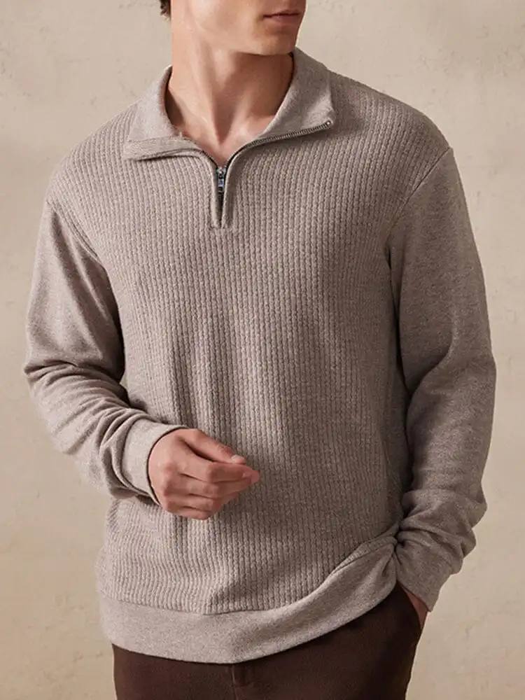 Stand Collar Button Placket Sweater