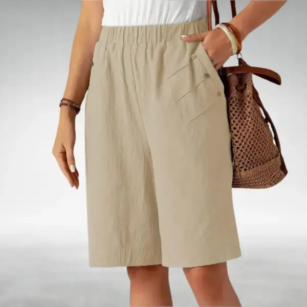 Women's Casual Elastic Waist Knee Length Shorts