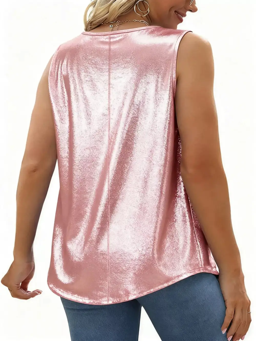 Square-Neck Ruched Pleated Tank Top