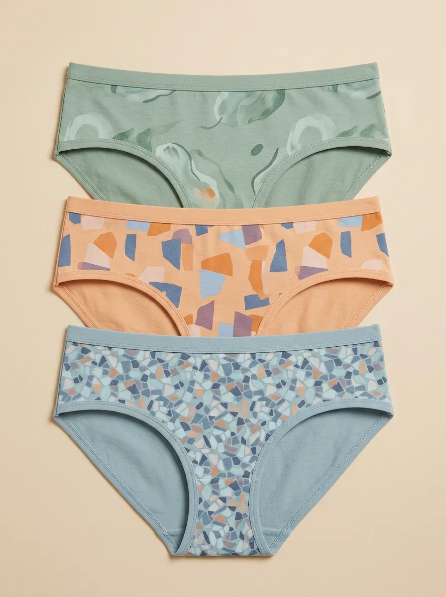Mid Rise Geometric Abstract Hipster Printed Briefs Three Pack
