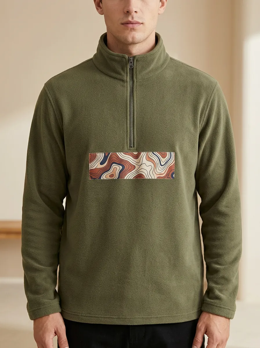 Half-Zip Fleece Topographic Men's Half-Zip Sweatshirt