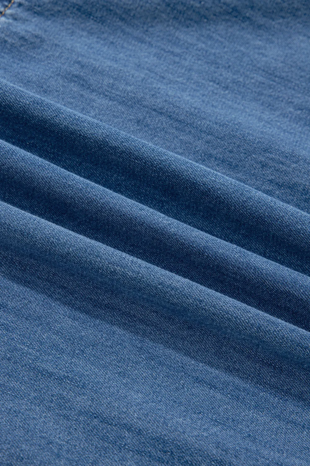 Deep Blue Square Neck Denim Dress
