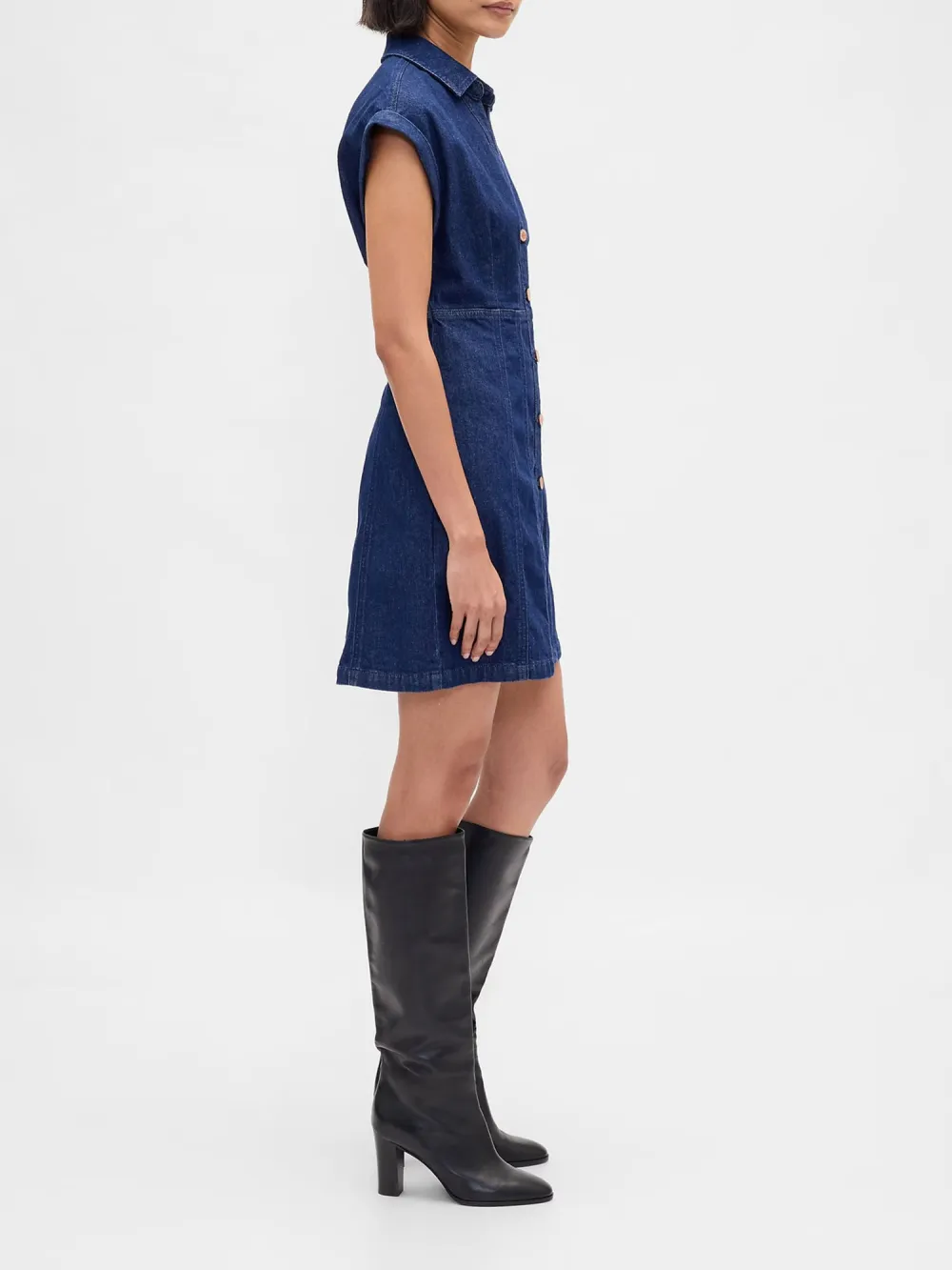 Button Open V-Neck Dress