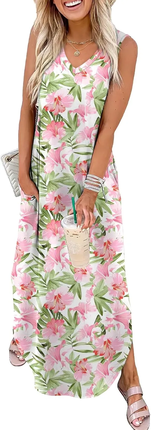 Sampeel Summer Dresses Maxi Dress Vacation Beach Sundresses 2025 with Pockets