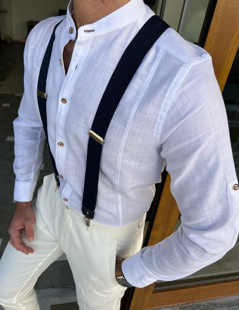 Textured Long Sleeve Slim Fit Cotton Casual Shirt