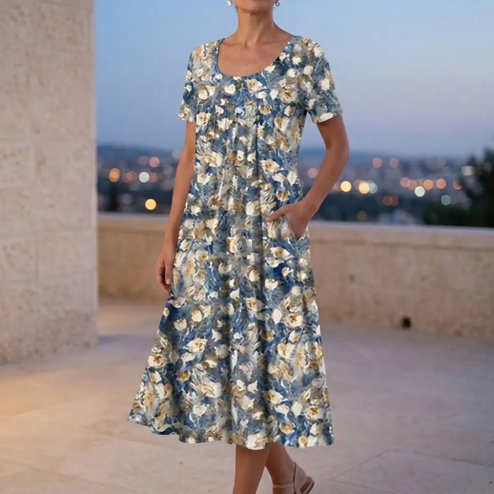 Scoop Neck Soft Casual Dress
