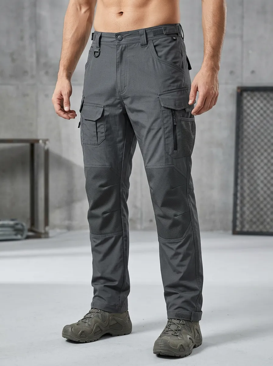 Men's Dark Gray Multi-Pocket Tactical Cargo Pants
