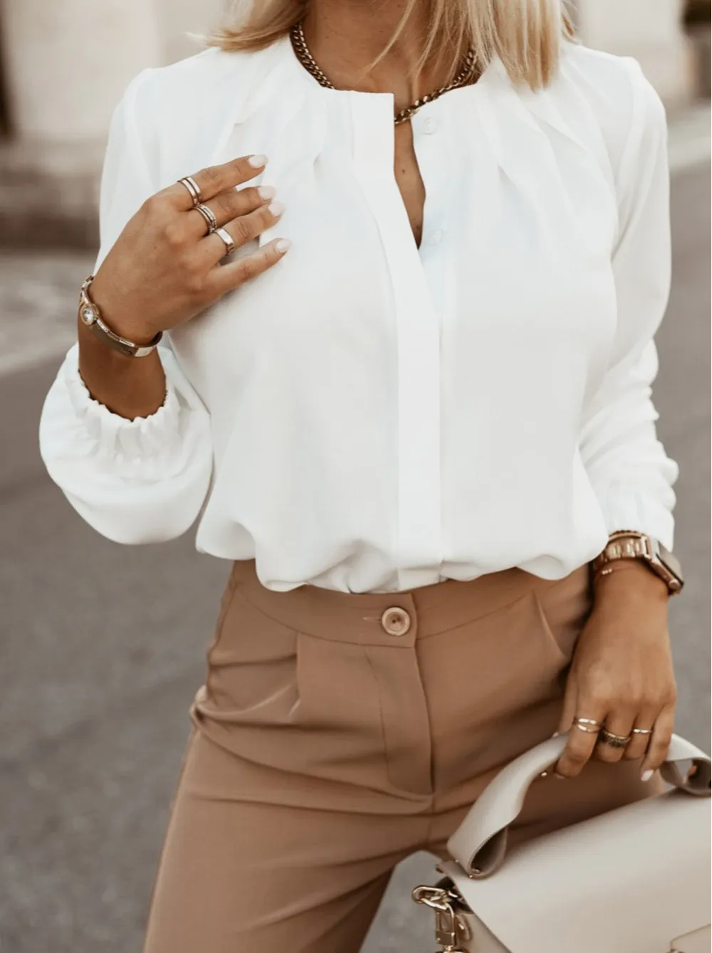 Crew Neck Shirt Blouse