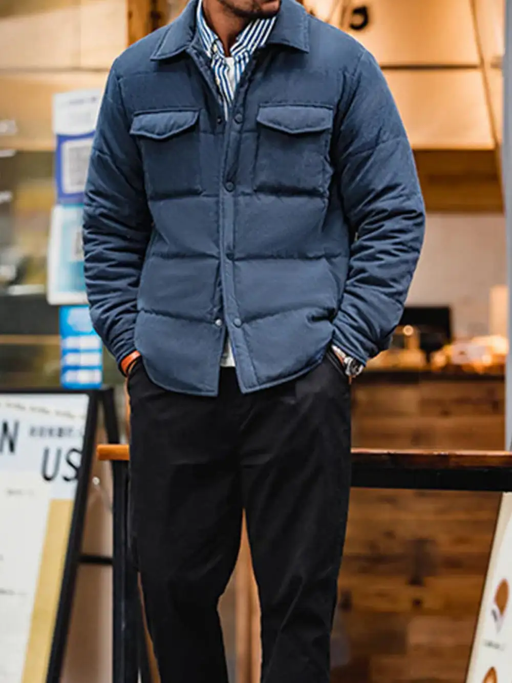 Men's Padded Suede Texture Casual Coat