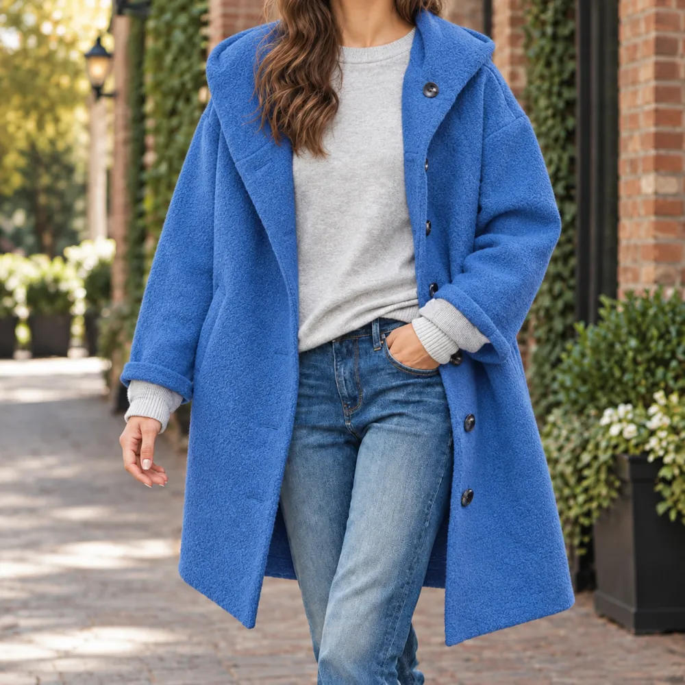 Single-Breasted Hooded Coat