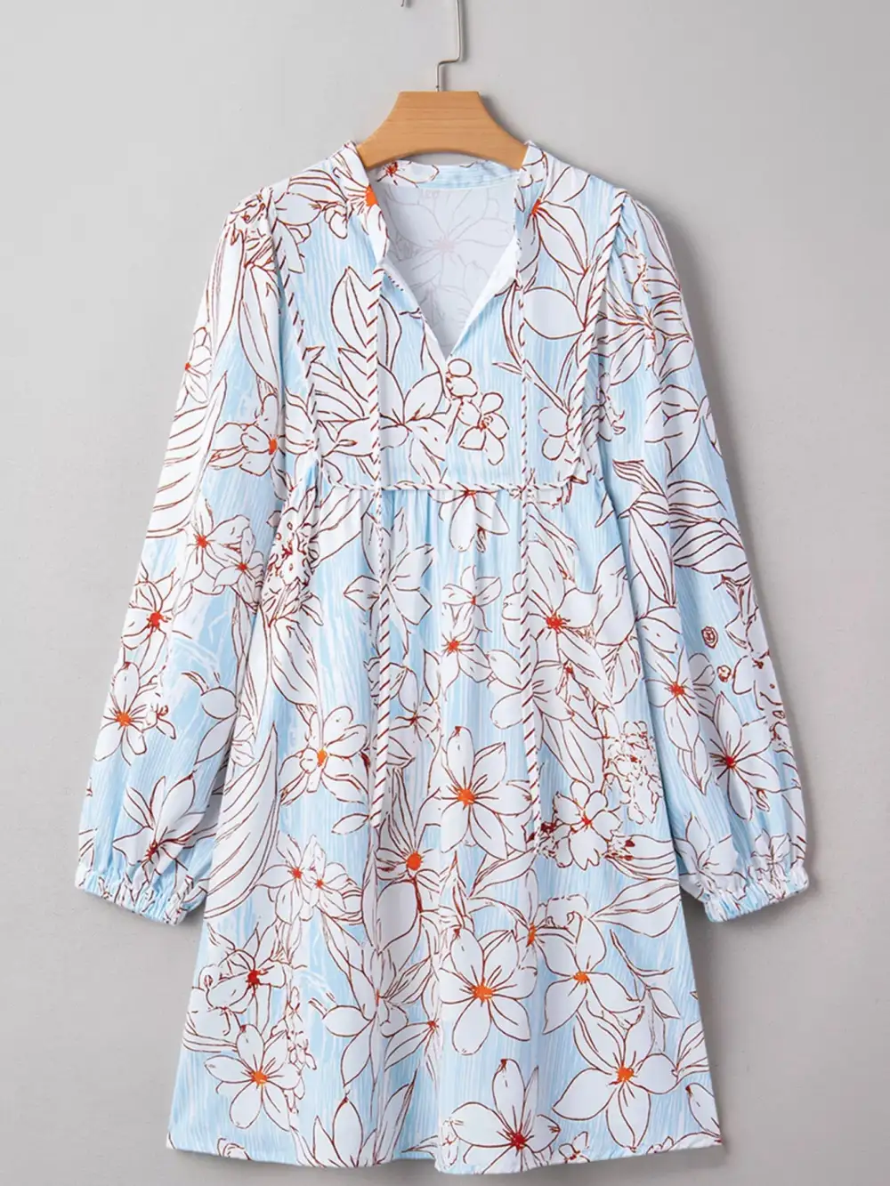 Comfort Fit Floral Printed Long Sleeve Mini Dress
