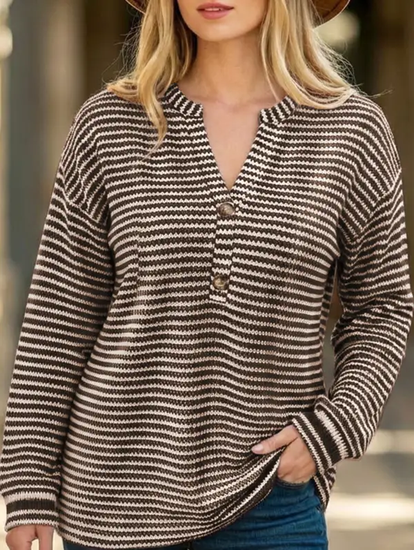 Plus Size Button-Down Striped Top