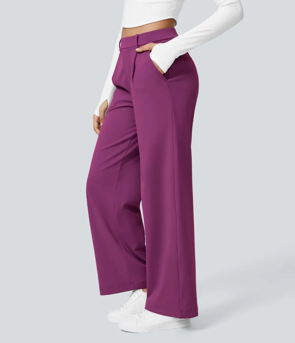 2026🔥  High Waisted Pocket Straight Leg Work Pants