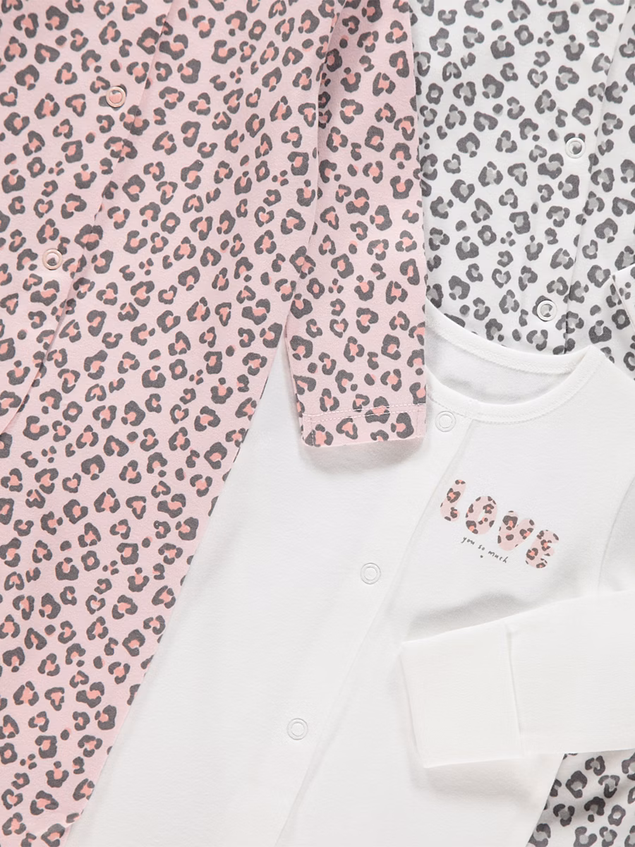 Leopard Print Sleepsuits 3 Pack detail 1