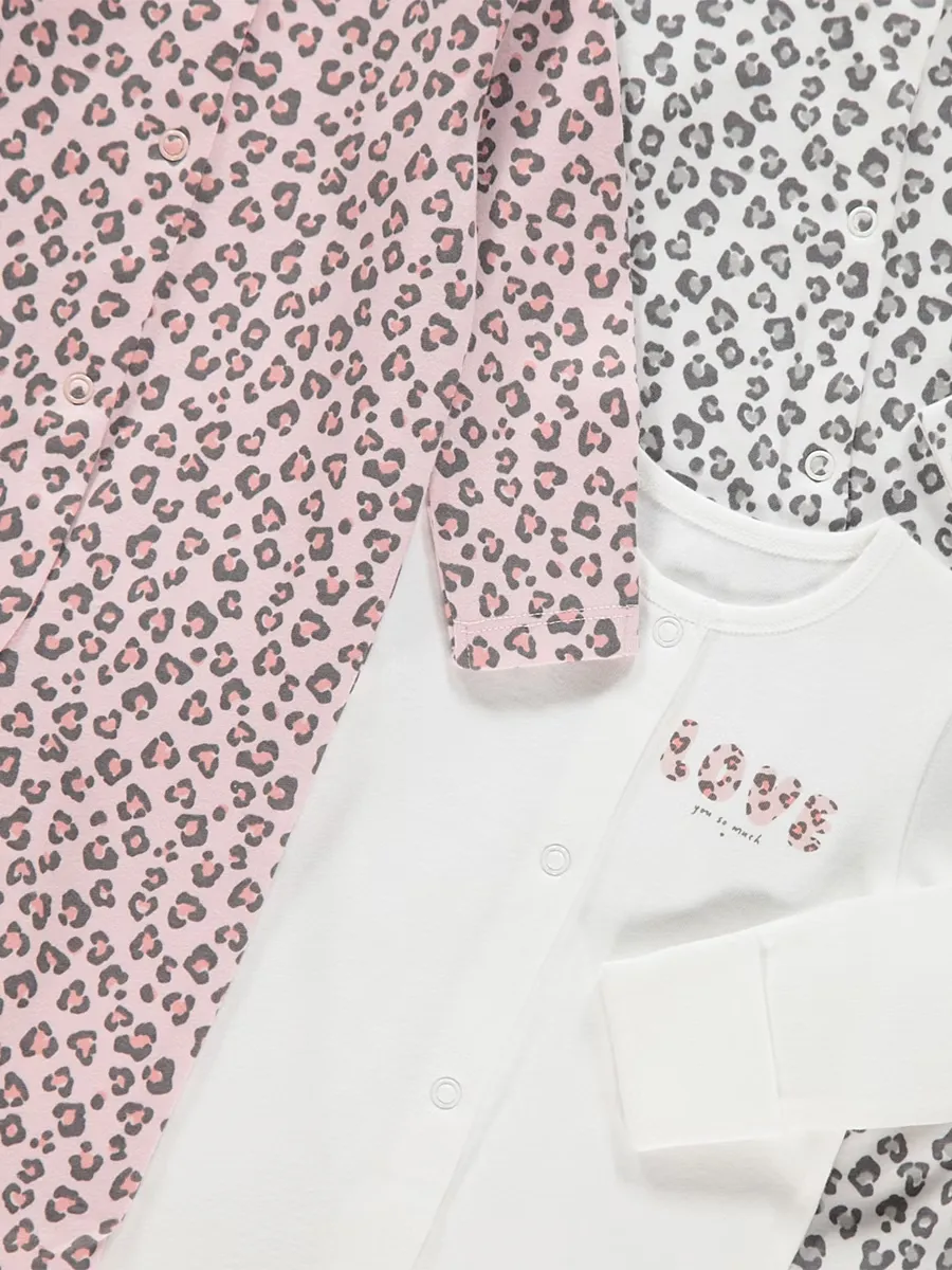 Leopard Print Sleepsuits 3 Pack