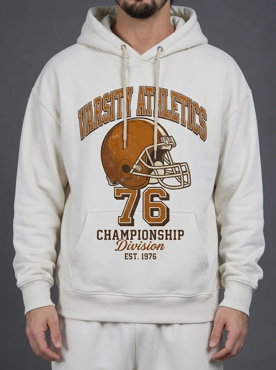 Men's Football Varsity Athletics 76 Helmet Printed Hoodie