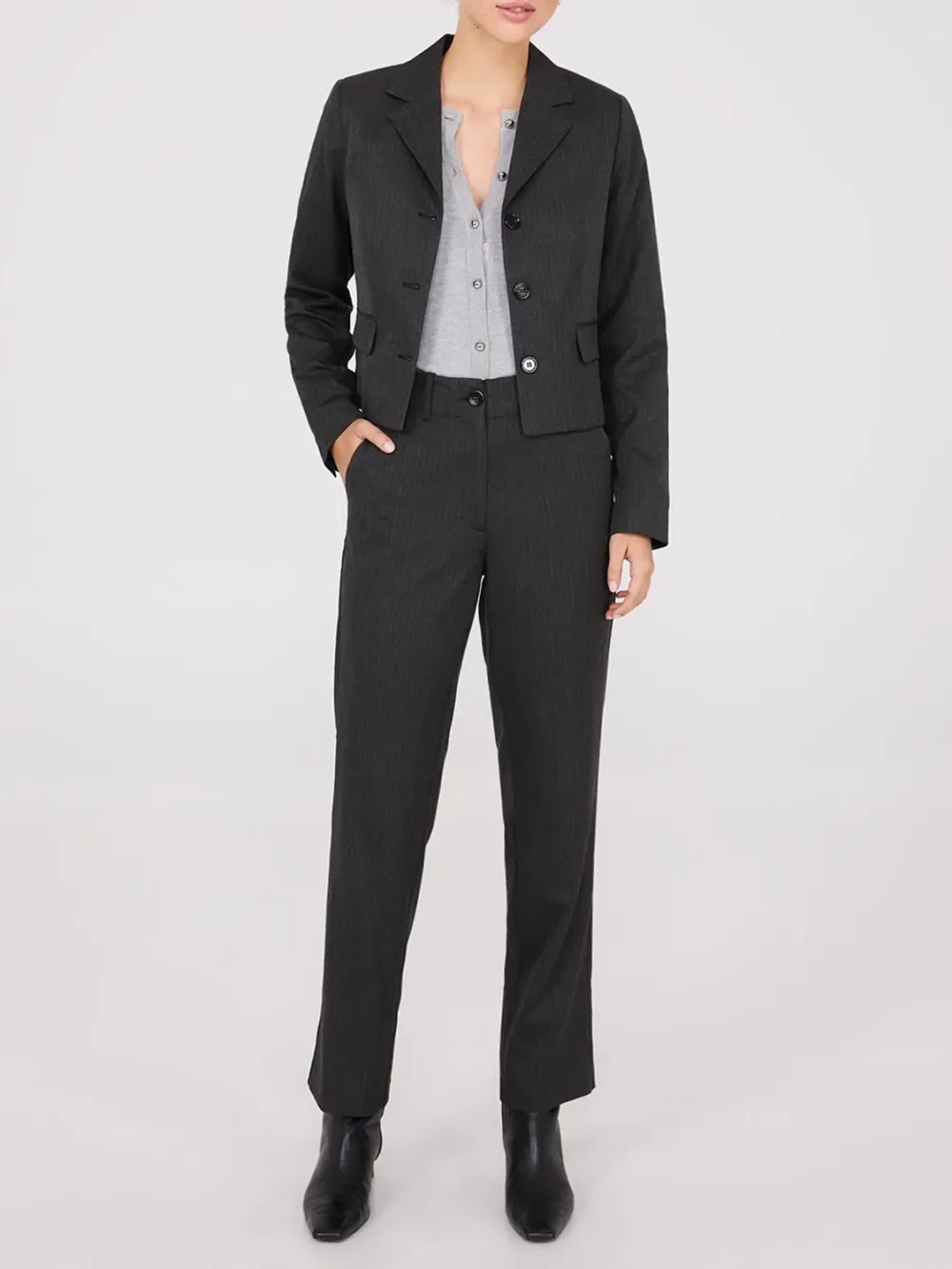 Herringbone Straight Leg Pants