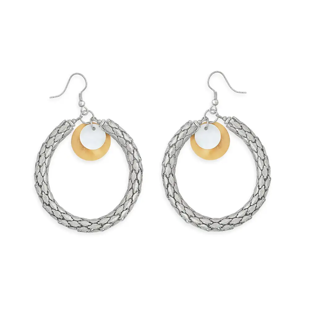 Rustic Linear Artful Hoop Earrings