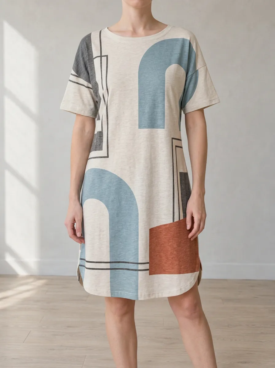 Women's Abstract Print Shift Dress