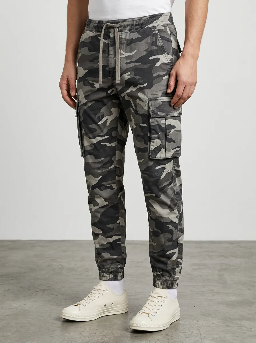 Military-Inspired Camouflage Urban Camouflage Cargo Pants