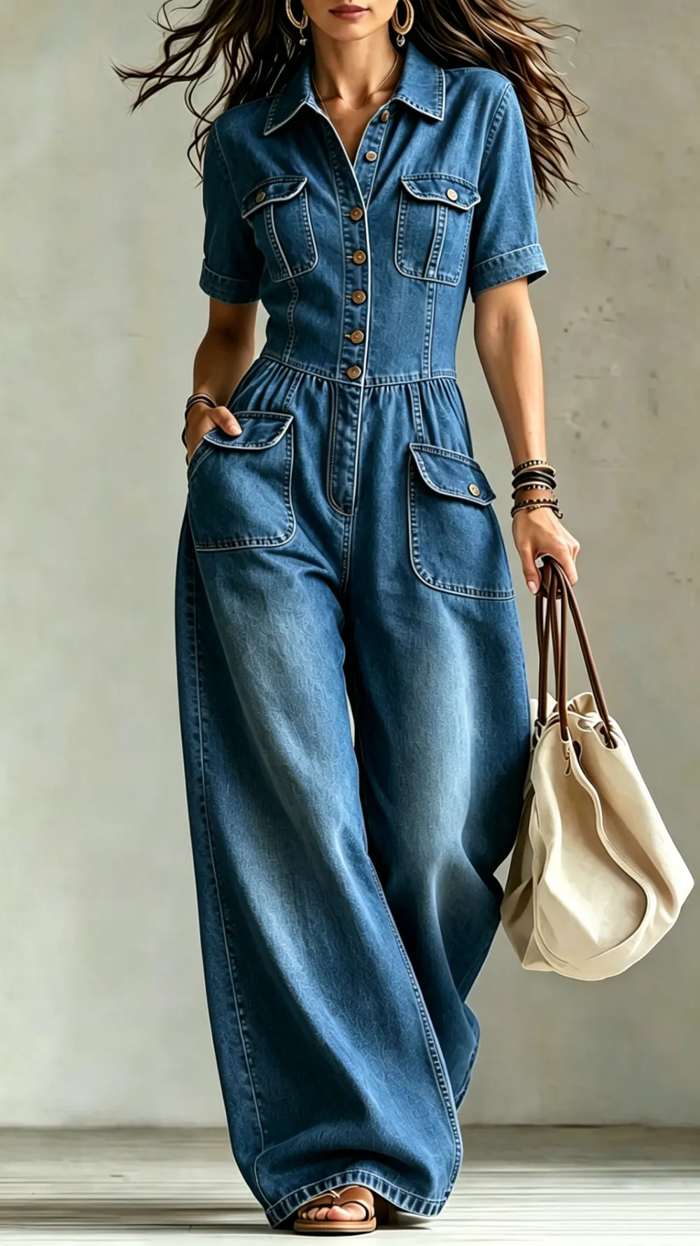 Washed Denim Jumpsuit