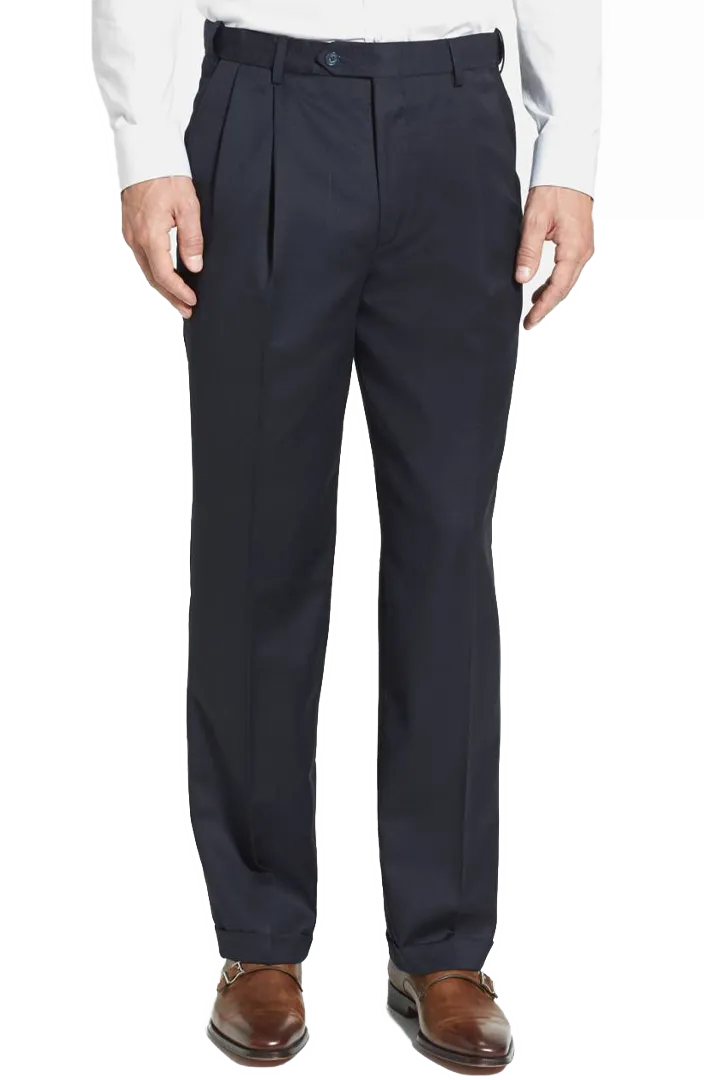 Modern Gabardine Performance Flat Front Pleated Front Regular Rise Trousers