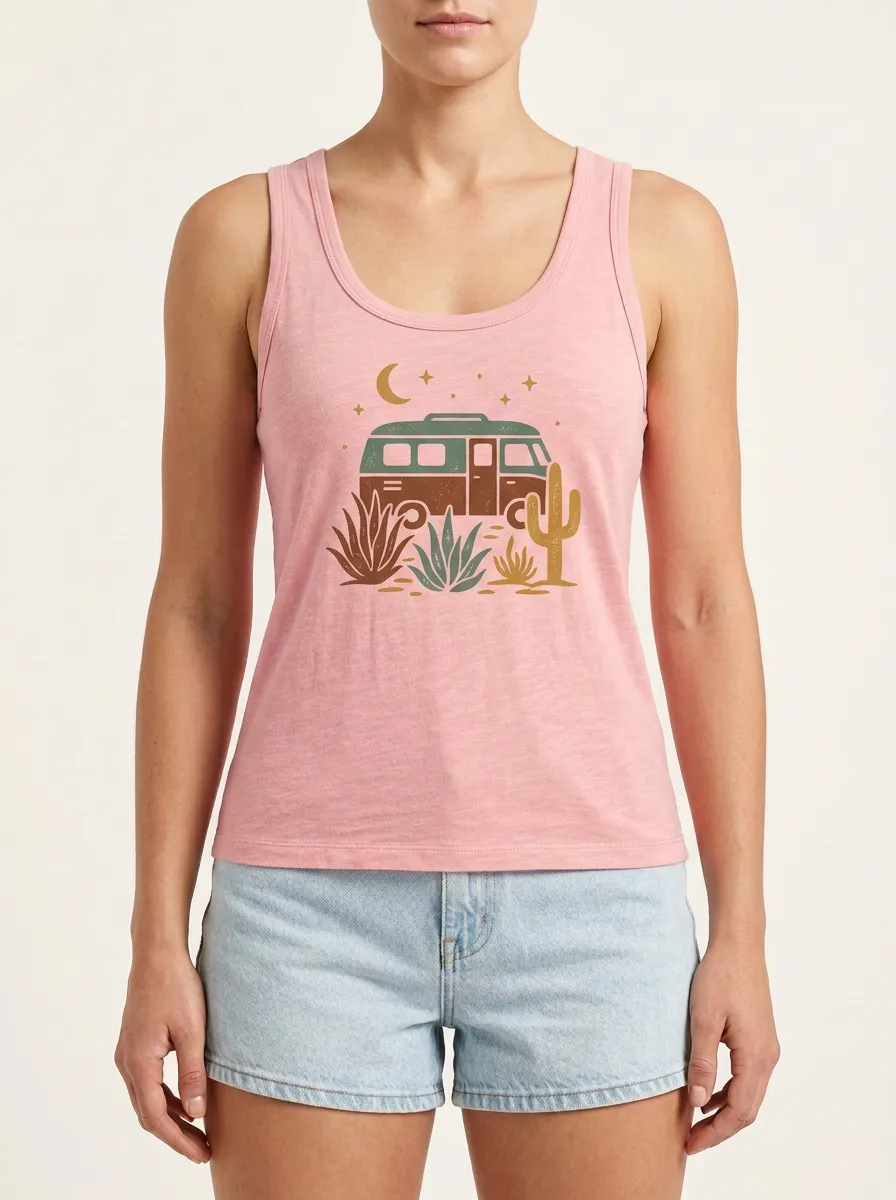 Cactus Desert-Van Built-In Bra Tank Top