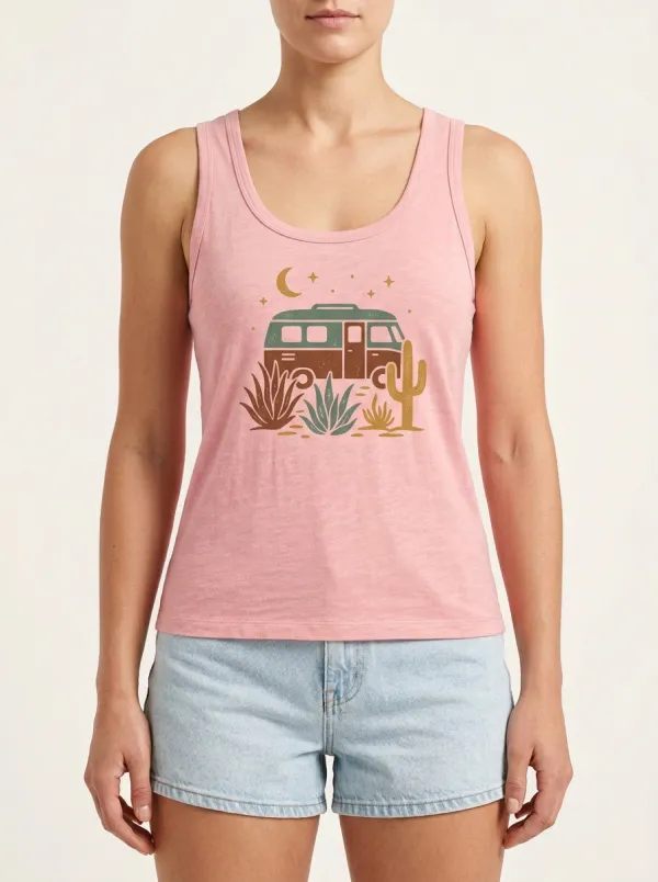 Cactus Desert-Van Built-In Bra Tank Top