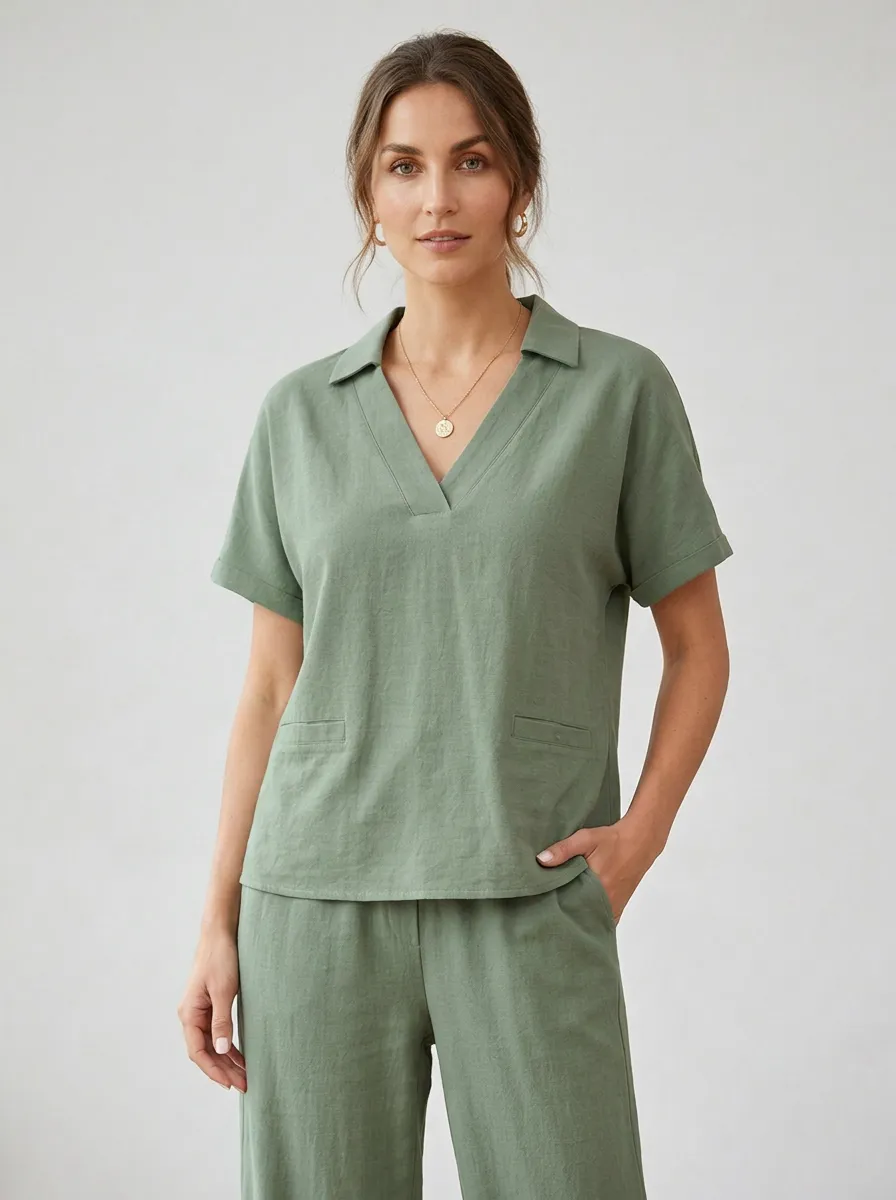 Everyday Textured Women's V-Neck Shirt